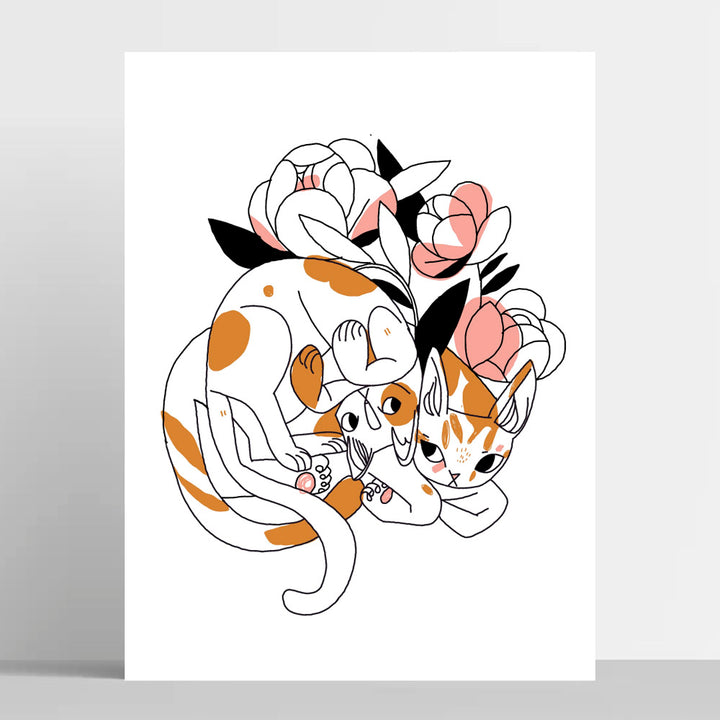 Cats and peonies | Buy Canvas & Poster Art Online